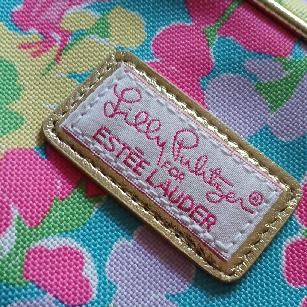 Lilly Pulitzer For Estee Lauder Pink and Yellow Cosmetic Bag NWOT - Picture 5 of 5